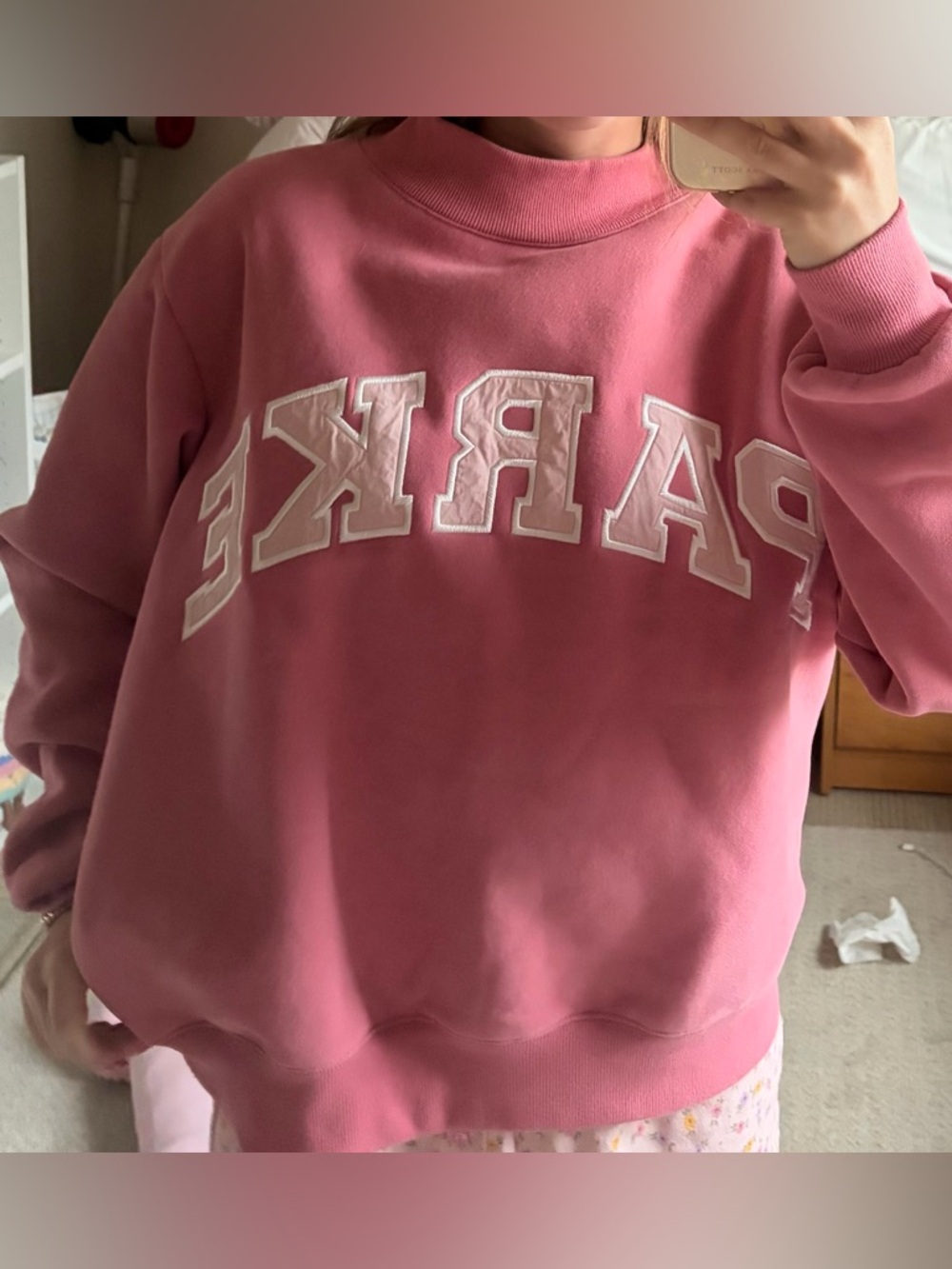 PARKER Oversized Pink Logo Sweatshirt